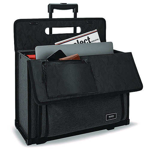 SOLO Classic Recycled Rolling Catalog Case, Fits Device Up to 17.3", 9.31 x 9.31 x 16.14, Gray/Black (B78410)