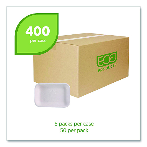 Eco-Products WorldView Vanguard Rectangular Container, 12 oz, 7 x 4.75 x 1, Sugarcane Fiber, White, 400/Carton (EPSCRC12NFA)