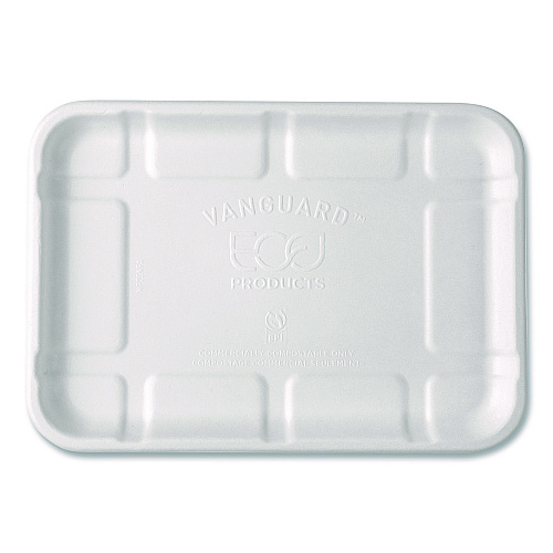 Eco-Products Meat and Produce Food Trays, 8.5 x 6.2 x 0.5, White, Sugarcane Fiber, 400/Carton (EPMP2SNFA)