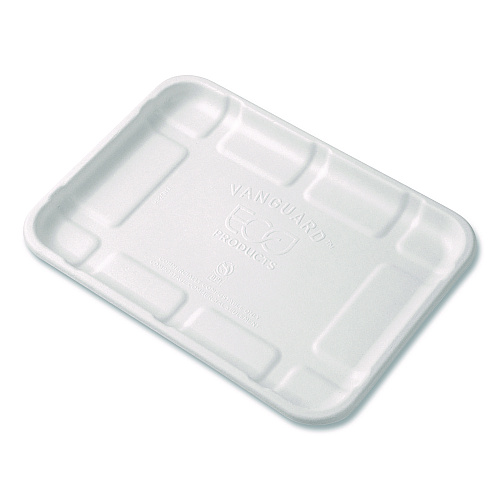 Eco-Products Meat and Produce Food Trays, 8.5 x 6.2 x 0.5, White, Sugarcane Fiber, 400/Carton (EPMP2SNFA)