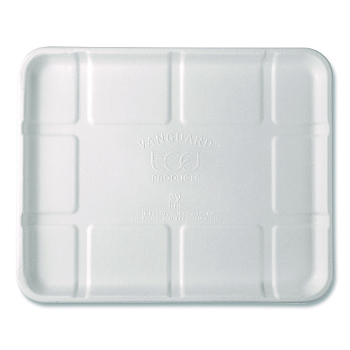 Eco-Products Meat and Produce Food Trays, 10.52 x 8.5 x 0.5, White, Sugarcane Fiber, 300/Carton (EPMP8SNFA)