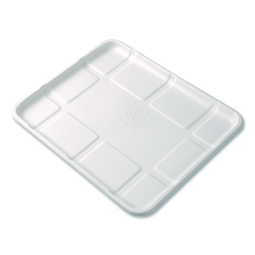 Eco-Products Meat and Produce Food Trays, 10.52 x 8.5 x 0.5, White, Sugarcane Fiber, 300/Carton (EPMP8SNFA)