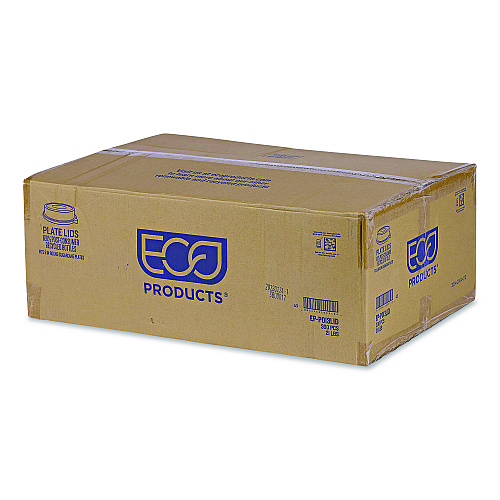 Eco-Products 100% Recycled Content Round Plate Lids, Plastic, 9" dia x 1.5" h, Clear, 300/Carton (EPP013LID)