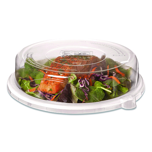 Eco-Products 100% Recycled Content Round Plate Lids, Plastic, 9" dia x 1.5" h, Clear, 300/Carton (EPP013LID)