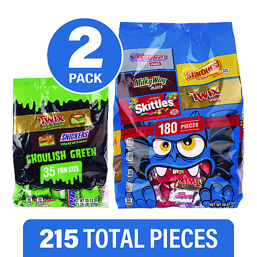 Mars Mixed Chocolate and Sugar Variety, Halloween Bundle, 2 Bags, 215 Pieces (60004104)