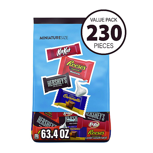 Hershey's Assorted Minis Value Pack, Assorted Chocolates, 63.4 oz Bag, 230 Pieces (22002450)