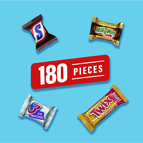 Mars Minis Variety Pack, Chocolate, 49.44 oz Bag, 180 Pieces (22002451)
