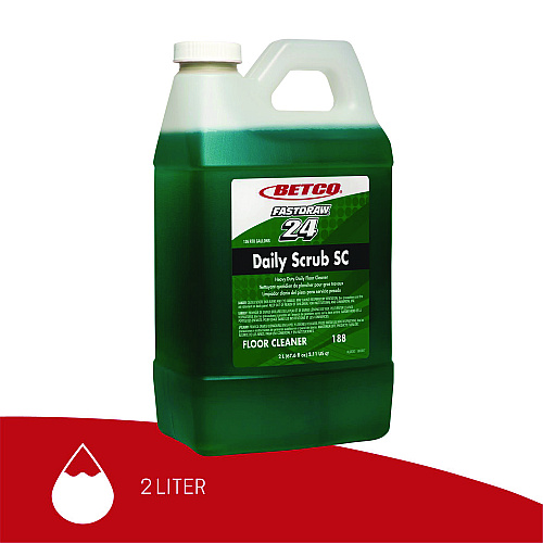 Betco Daily Scrub SC Floor Cleaner, Characteristic Scent, 2 L Bottle, 4/Carton Ready-To-Use - 320 fl oz (10 quart) - 320 oz (20 lb) - Unscented - Green - 4 / Carton (1884700)