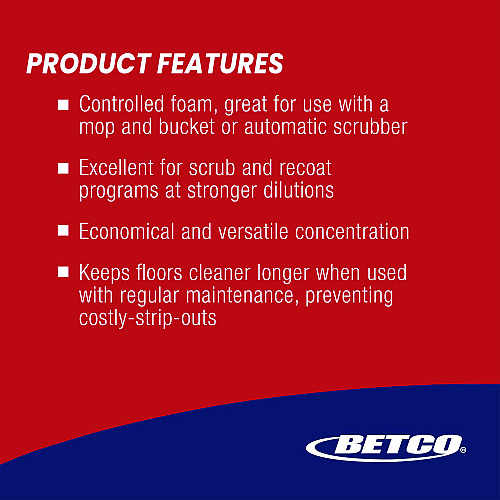 Betco Daily Scrub SC Floor Cleaner, Characteristic Scent, 2 L Bottle, 4/Carton Ready-To-Use - 320 fl oz (10 quart) - 320 oz (20 lb) - Unscented - Green - 4 / Carton (1884700)