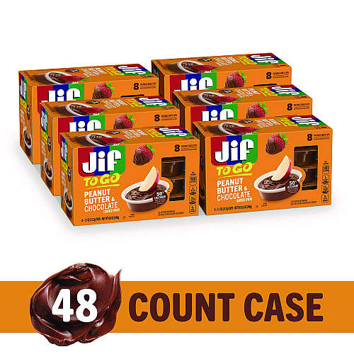 Jif Chocolate Peanut Butter, Chocolate, 1.1 oz Cups, 8 Cups/Pack, 6 Packs/Carton (35614)