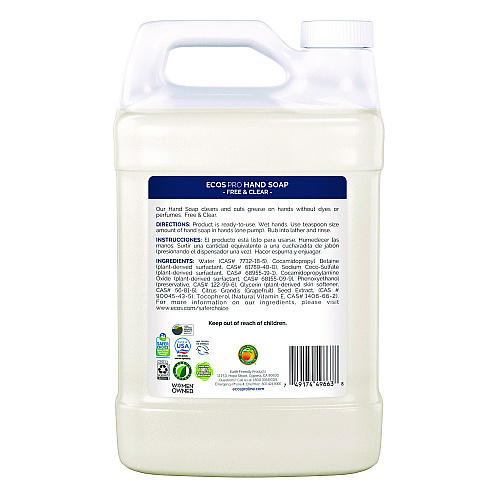 ECOS PRO Liquid Hand Soap, Free and Clear, 1 gal, 4/Carton (PL966304CT)
