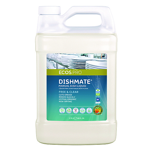ECOS PRO Dishmate Manual Dish Liquid, Free and Clear, 1 gal Jug, 4/Carton (PL972104CT)