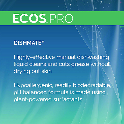 ECOS PRO Dishmate Manual Dish Liquid, Free and Clear, 1 gal Jug, 4/Carton (PL972104CT)