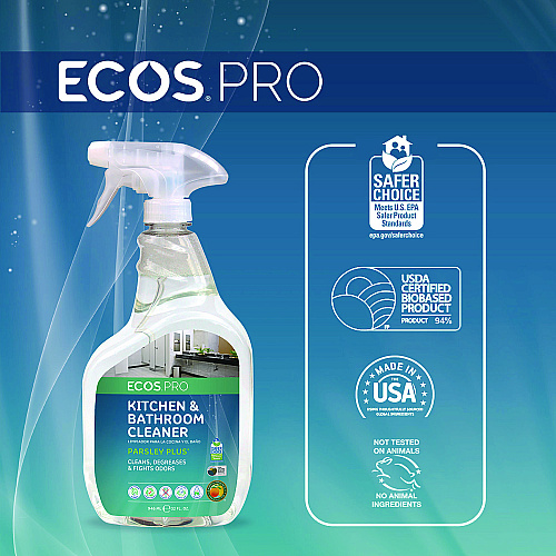 ECOS PRO Parsley Plus All-Purpose Kitchen and Bathroom Cleaner, Parsely Scent, 32 oz Spray Bottle, 6/Carton (PL97466CT)