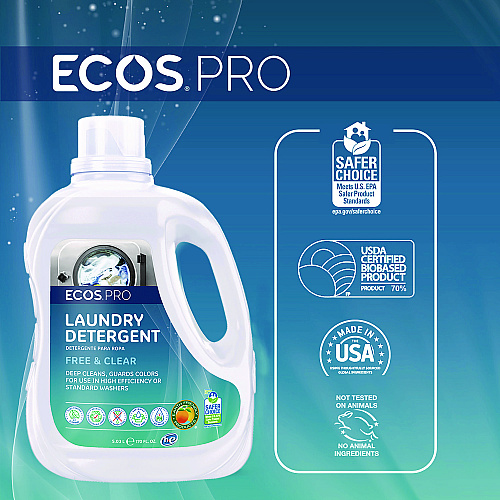 ECOS PRO Laundry Detergent Liquid, Free and Clear, 170 oz Jug, 2/Carton (PL937102CT)