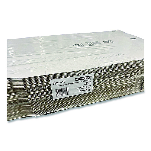 Karat Corrugated Pizza Boxes, 12 x 12 x 1.97, White/Brown, 50/Carton (FPPBF12W)