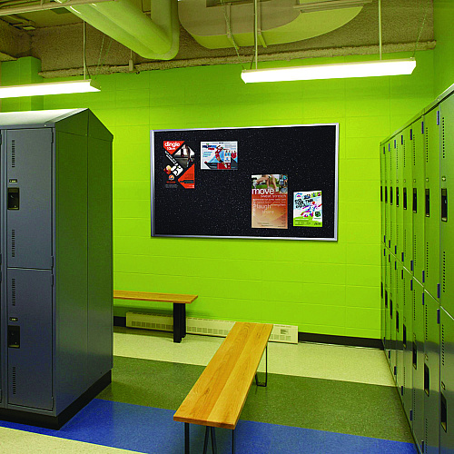 Ghent Recycled Bulletin Board, 87.91 x 48.5, Confetti Surface, Satin Aluminum Frame (ATR47CF)