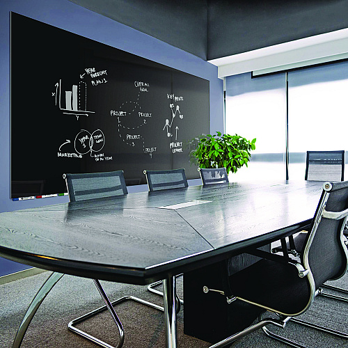 Ghent Aria Low-Profile Frameless Magnetic Glassboard, 36" x 24", Black Surface (ARIASM23BK)