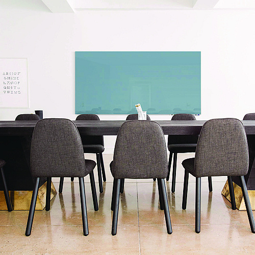 Ghent Aria Low-Profile Frameless Magnetic Glassboard, 36" x 24", Denim Blue Surface (ARIASM23DM)