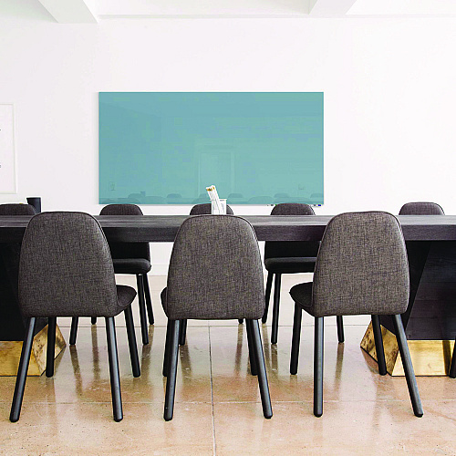 Ghent Aria Low-Profile Frameless Magnetic Glassboard, 48" x 36", Denim Blue Surface (ARIASM34DM)