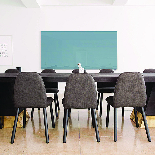 Ghent Aria Low-Profile Frameless Magnetic Glassboard, 60" x 36", Denim Blue Surface (ARIASM35DM)