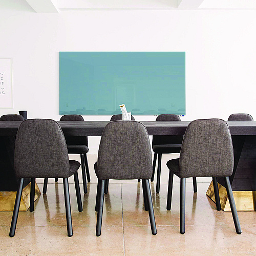 Ghent Aria Low-Profile Frameless Magnetic Glassboard, 120" x 48", Denim Blue Surface (ARIASM410DM)