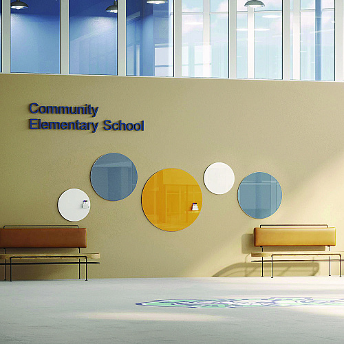 Ghent Coda Low Profile Circular Non-Magnetic Glassboard, 24 x 24, Denim Surface (CDAGN24DM)