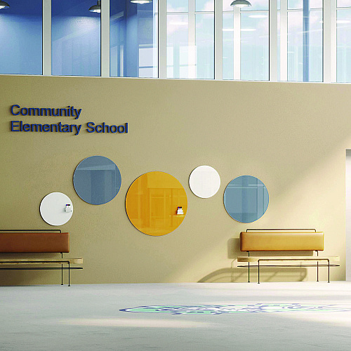 Ghent Coda Low Profile Circular Magnetic Glassboard, 36 x 36, Denim Surface (CDAGM36DM)
