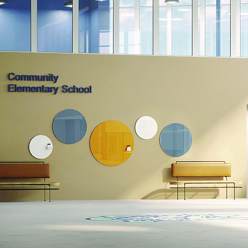 Ghent Coda Low Profile Circular Non-Magnetic Glassboard, 48 x 48, Denim Surface (CDAGN48DM)