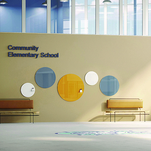 Ghent Coda Low Profile Circular Non-Magnetic Glassboard, 36 x 36, Denim Surface (CDAGN36DM)