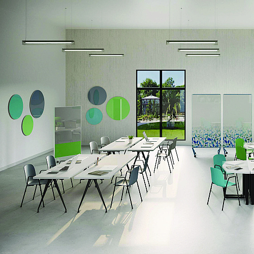 Ghent Coda Low Profile Circular Non-Magnetic Glassboard, 48 x 48, Denim Surface (CDAGN48DM)
