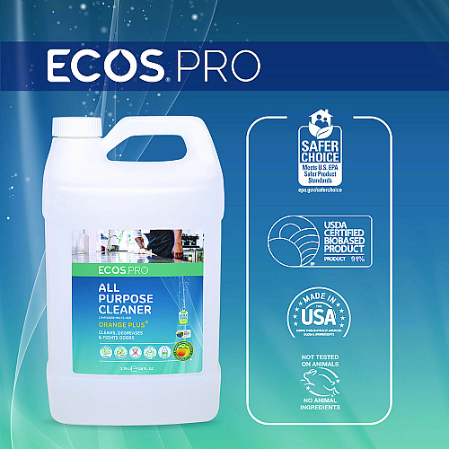 ECOS PRO Orange Plus All-Purpose Cleaner and Degreaser, Citrus Scent, 1 gal Bottle, 4/Carton (PL970604CT)