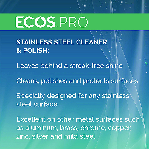 ECOS PRO Stainless Steel Cleaner and Polish, Free and Clear Scent, 32 oz Spray Bottle, 6/Carton (PL93306CT)