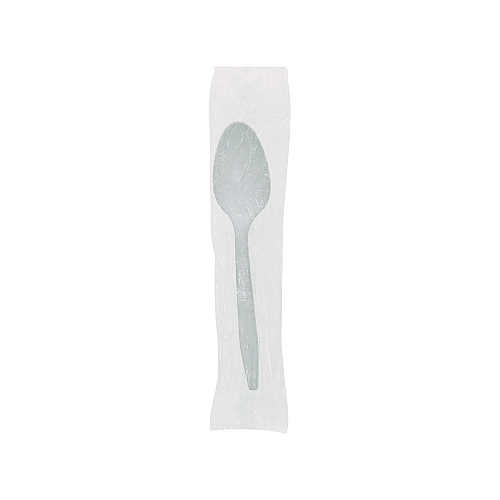 Pactiv Fieldware Cutlery, Individually Wrapped, Mediumweight Spoon, Plastic, White, 1,000/Carton (FKSWCH)