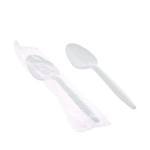 Pactiv Fieldware Cutlery, Individually Wrapped, Mediumweight Spoon, Plastic, White, 1,000/Carton (FKSWCH)