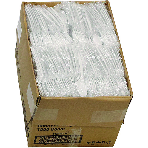 Pactiv Fieldware Cutlery, Individually Wrapped, Mediumweight Spoon, Plastic, White, 1,000/Carton (FKSWCH)