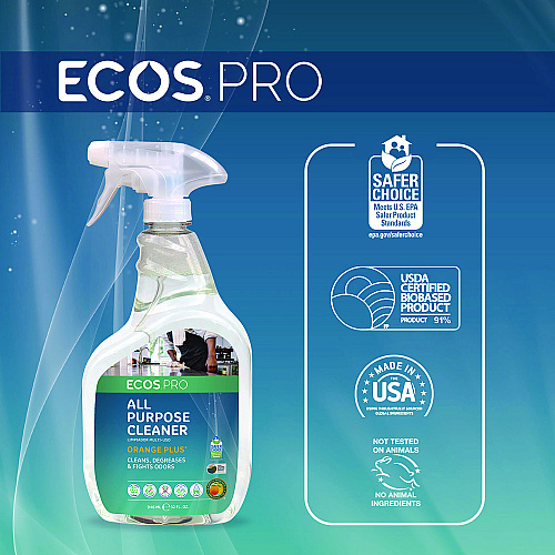 ECOS PRO Orange Plus All-Purpose Cleaner and Degreaser, Citrus Scent, 32 oz Spray Bottle, 6/Carton (PL97066CT)