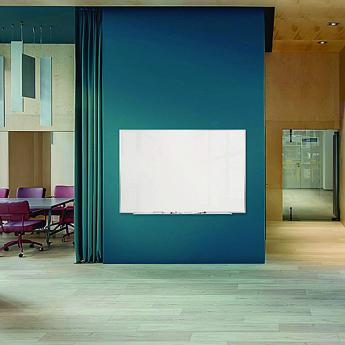 Ghent M1 Porcelain Magnetic Whiteboard, 87.91" x 48.5", White Surface, Satin Aluminum Frame (M1474)