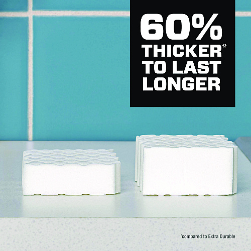 Mr. Clean Magic Eraser, Ultra-Thick, 4.6" x 2.3", 1.2" Thick, White, 5/Pack, 2 Packs/Carton (12413)