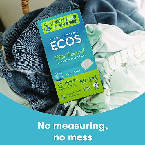 ECOS PRO Laundry Detergent Packs, Free and Clear, 40/Pack (963706EA)