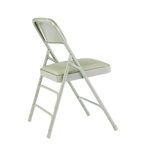 NPS 1300 Series Premium Vinyl Upholstered Triple Brace Double Hinge Folding Chair, Supports 500 lb, Gray Seat/Back/Base, 4/Pack (1302)
