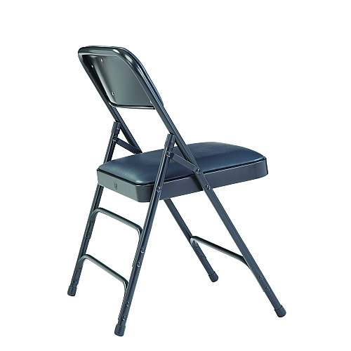 NPS 1300 Series Premium Vinyl Upholstered Triple Brace Double Hinge Folding Chair, Supports 500 lb, Blue Seat/Back/Base, 4/Pack (1304)