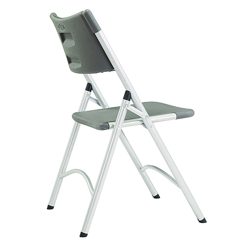 NPS 600 Series Heavy Duty Plastic Folding Chair, Supports Up to 500 lb, 18" Seat Height, Gray Seat/Back, Silver Base, 4/Pack (620)