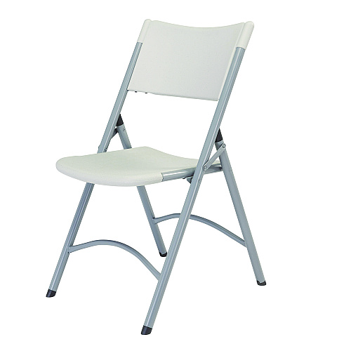 NPS 600 Series Heavy Duty Plastic Folding Chair, Supports Up to 500 lb, 18" Seat Height, Gray Seat/Back/Base, 4/Pack (602)
