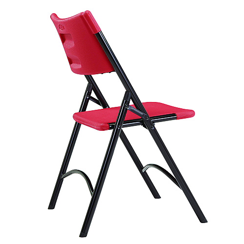NPS 600 Series Heavy Duty Plastic Folding Chair, Supports Up to 500 lb, 18" Seat Height, Red Seat/Back, Black Base, 4/Pack (640)
