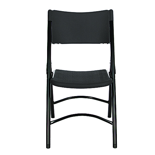 NPS 600 Series Heavy Duty Plastic Folding Chair, Supports Up to 500 lb, 18" Seat Height, Black Seat/Back/Base, 4/Pack (610)