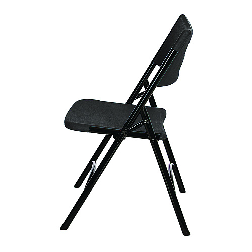 NPS 600 Series Heavy Duty Plastic Folding Chair, Supports Up to 500 lb, 18" Seat Height, Black Seat/Back/Base, 4/Pack (610)