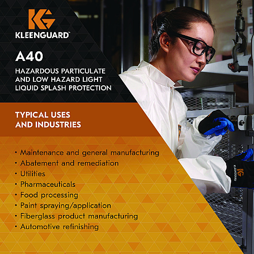 KleenGuard A40 Liquid and Particle Protection Lab Coats, Elastic Wrists, 3X-Large, White, 30/Carton (44446)