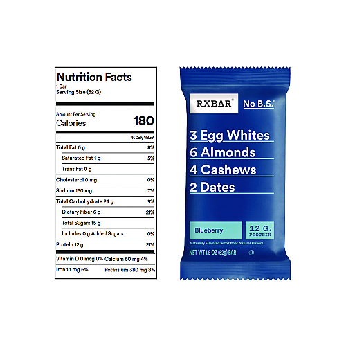 RXBAR Minis Protein Bars Variety Pack, Blueberry/Strawberry, 0.9 oz Bar, 8/Box (KEE00737)