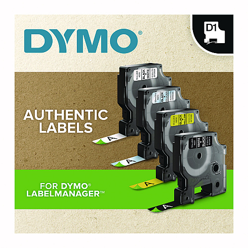 DYMO D1 Standard Labels, 0.50" x 23 ft, Black Print on Clear Tape (45110)